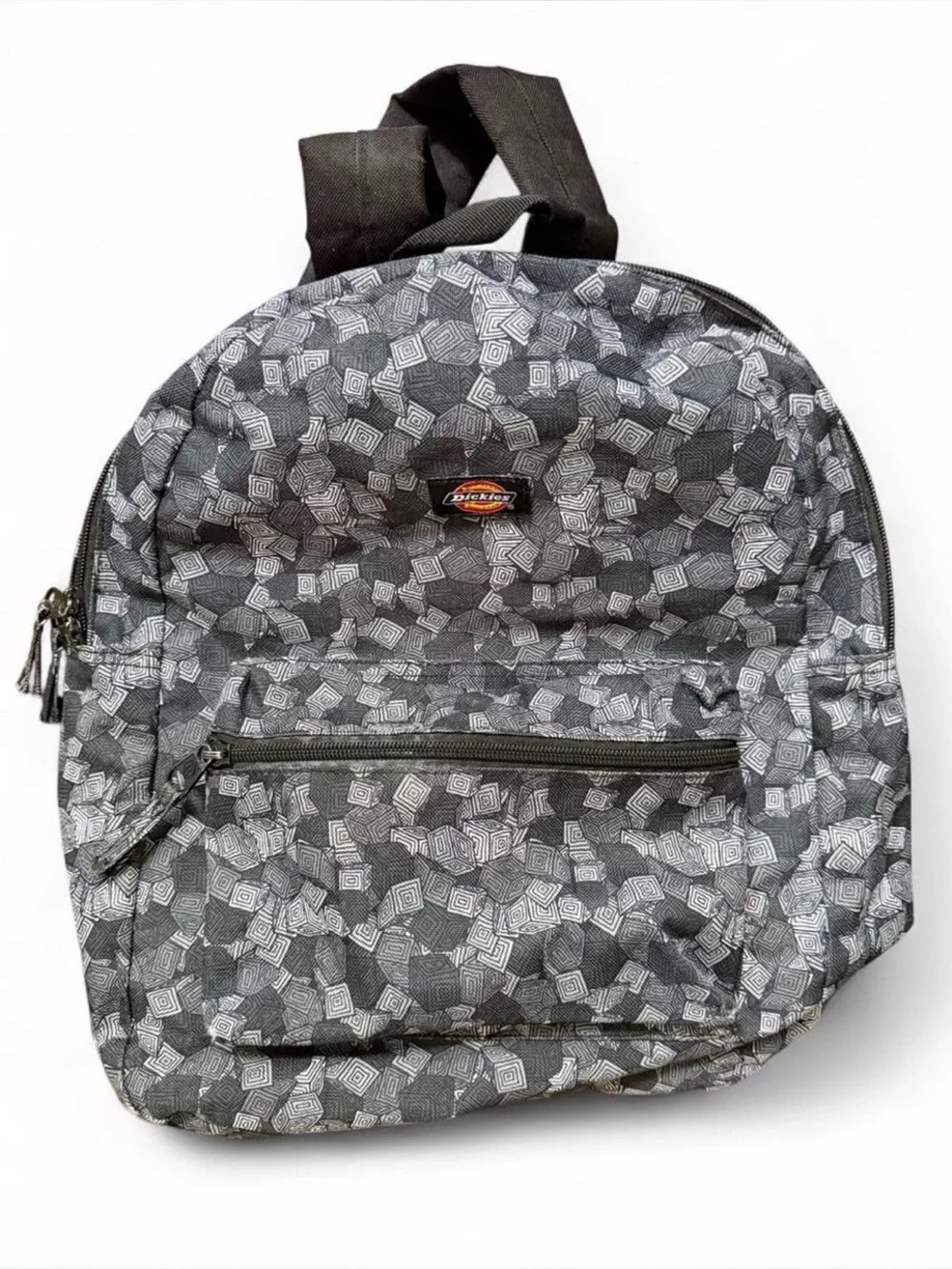 DICKIES gray & black geometric patterned backpack. Large compartment is lined.